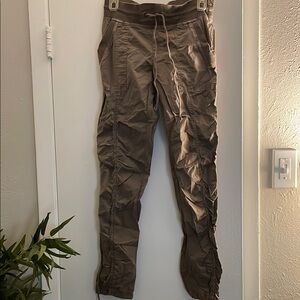 Brown Cargo Pants with Elastic Waistband